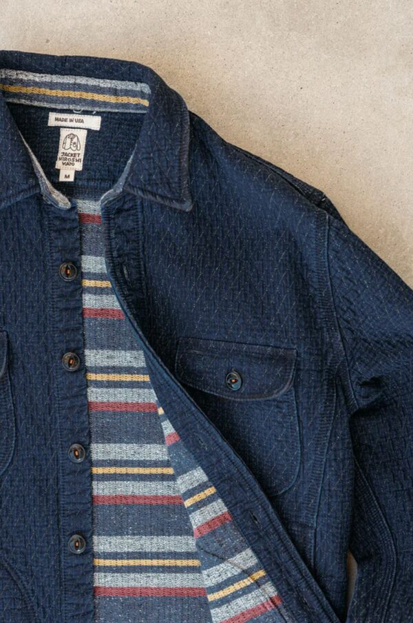 Kato The Anvil Shirt Jacket Quilt Denim - Image 3